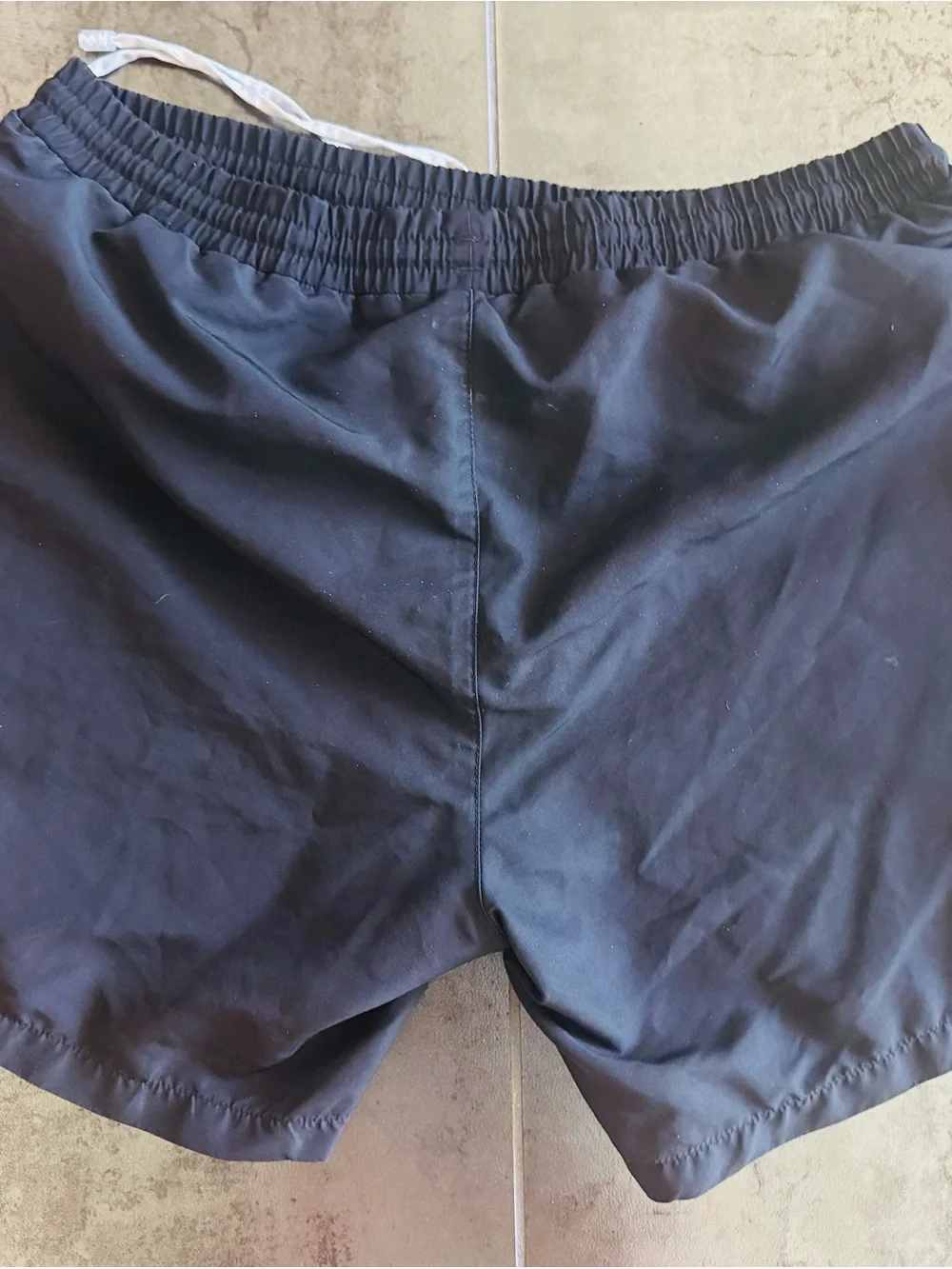 HUGO Black Swim Trunks with White Drawstring